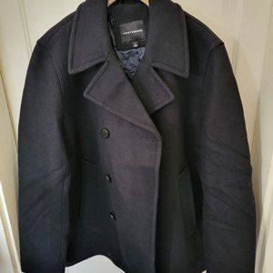 MEN'S LARGE PEACOAT BLACK - NEW NEVER WORN